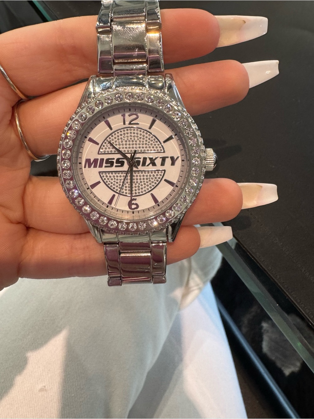Y2K Miss Sixty Glenda Silver-Tone Rhinestone Dial Ladies Watch